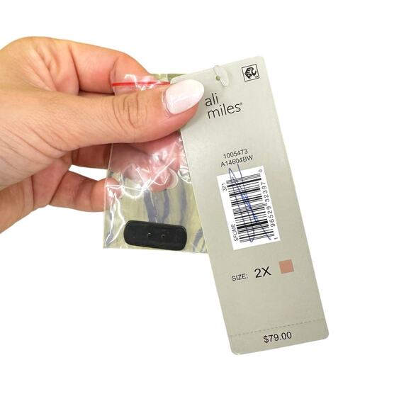 Ali Miles NWT Crinkle Crepe Neon Yellow & Black Abstract Wired Collar Tunic Top - Picture 9 of 12